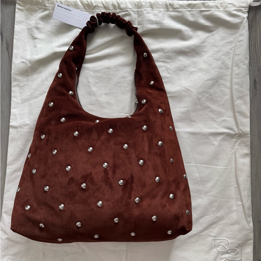 Reformation Willow Studded Suede Tote Bag
